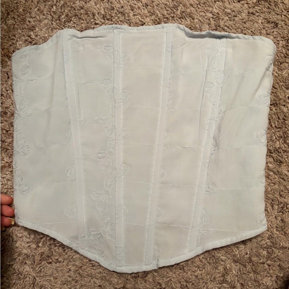 L.A. Hearts Light Blue Strapless Smocked Corset Top
